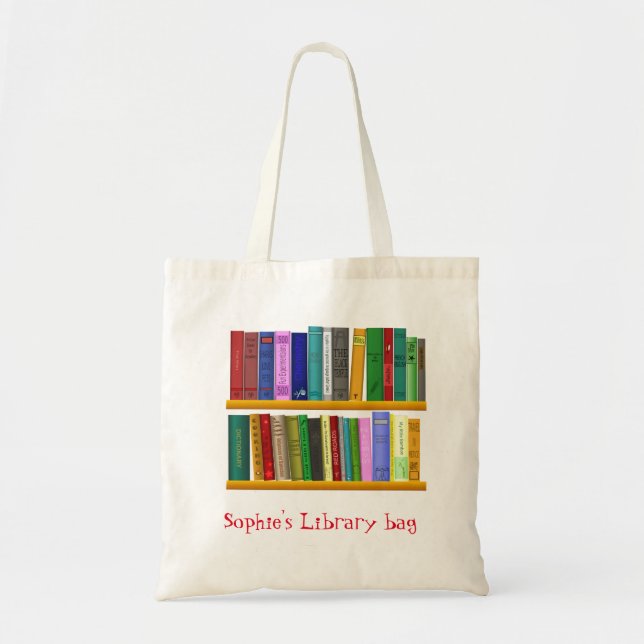 Kid's name cute book library bag (Front)