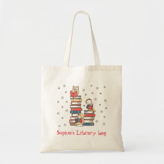 Kid's name cute fantasy book library bag