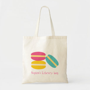Kid's name cute macaron cake book library bag