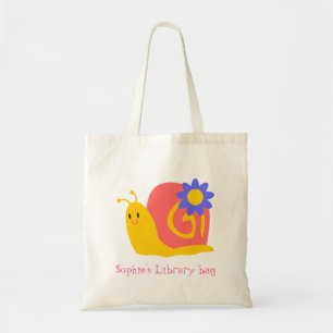 Kid's name cute snails book library bag