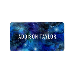 Kids Name Galaxy Space School Supplies Label