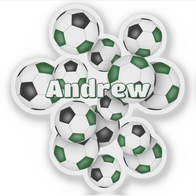 kids name green black soccer balls (Front)