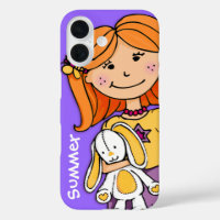 Kids name iphone girl cuddle purple yellow