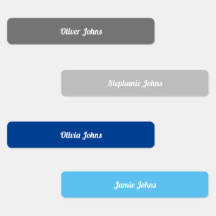 Kids Name Label School Grey Blue Colour Code Cool