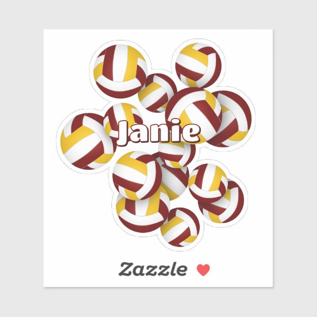 kids name maroon gold team colours volleyballs (Sheet)