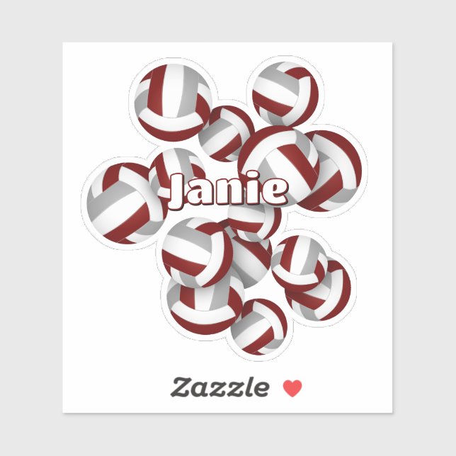 kids name maroon grey team colours volleyballs (Sheet)