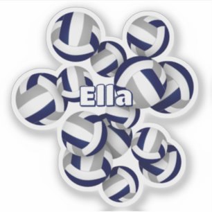 kids name navy blue grey team colours volleyballs