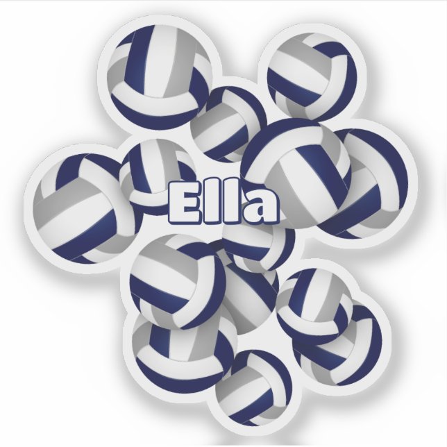 kids name navy blue grey team colours volleyballs (Front)