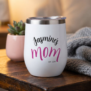 Kid's Name New Mum Est Custom Year White Pink
