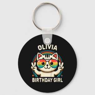 Kids Name Olivia Birthday Girl Cat  Key Ring