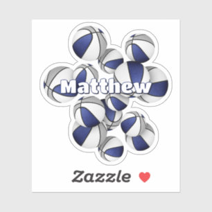 kids name on blue grey team colours basketballs