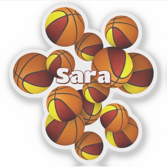 kids name on maroon gold team colours basketballs (Front)