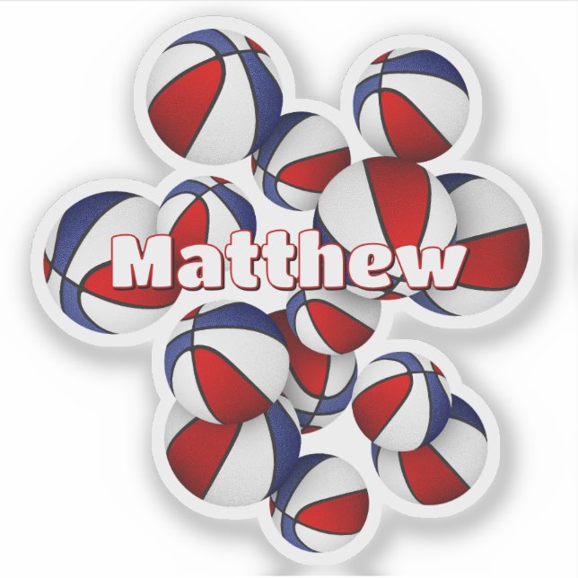 kids name on red white blue basketballs (Front)