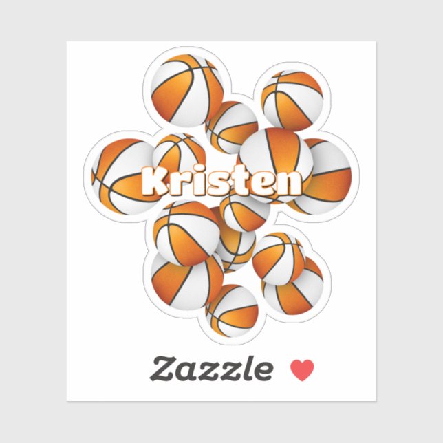 kids name orange white basketballs (Sheet)