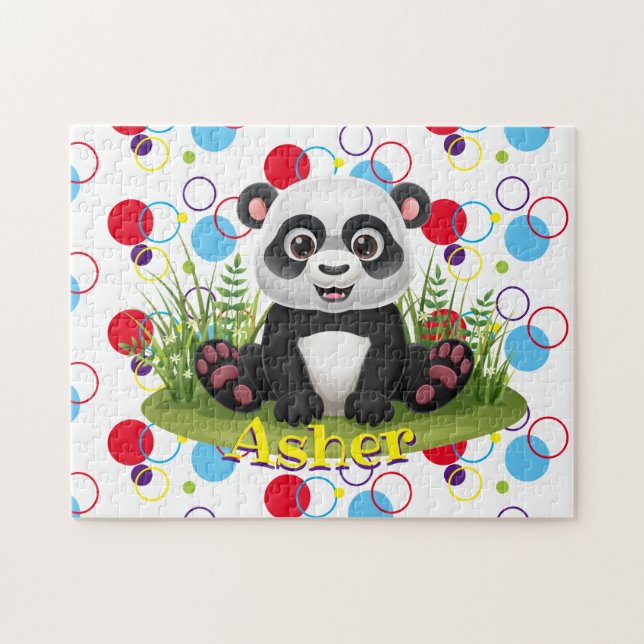 Kids Name Panda Puzzle Learning Activity (Horizontal)