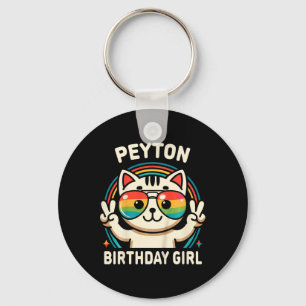 Kids Name Peyton Birthday Girl Cat  Key Ring