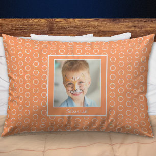 Kids Name Photo Orange Personalised Pillowcase