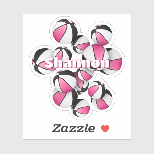 kids name pink white black basketballs (Sheet)