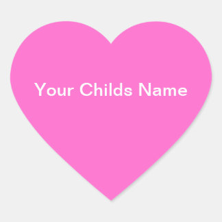 Kids Name Sticker Heart Personalised Pink White