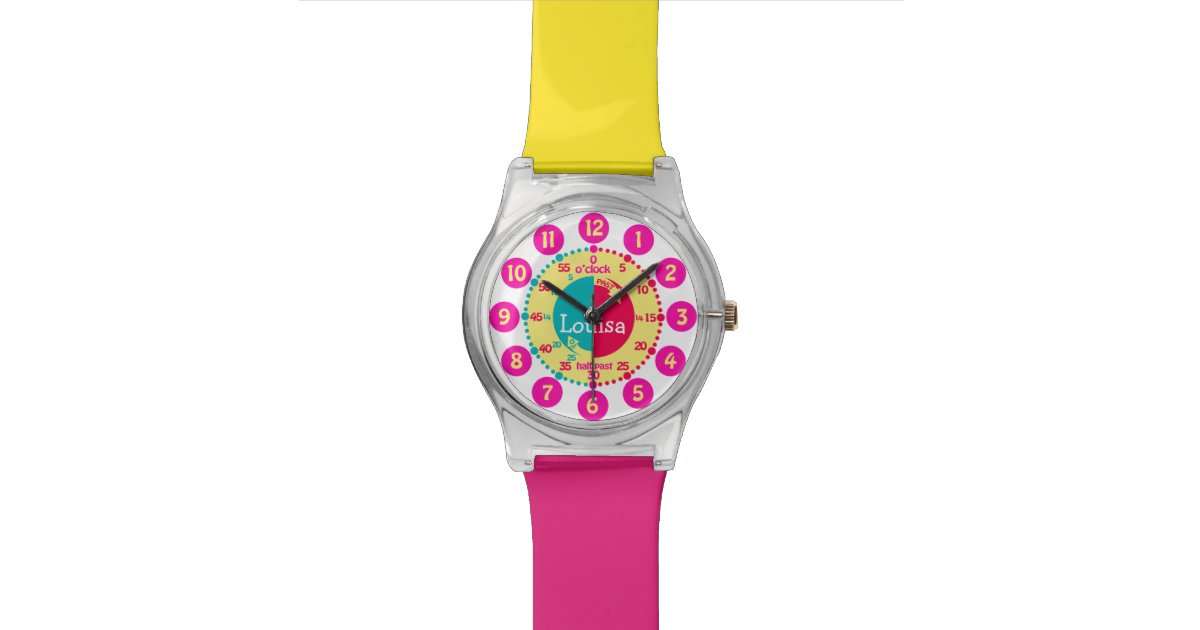 Kids named colour coded tell the time watch Zazzle