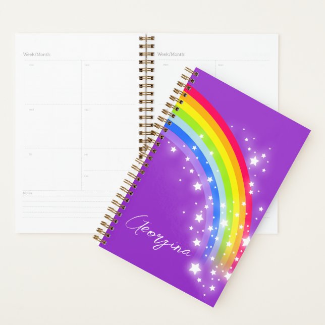 Kids named colourful rainbow purple  planner (Display)