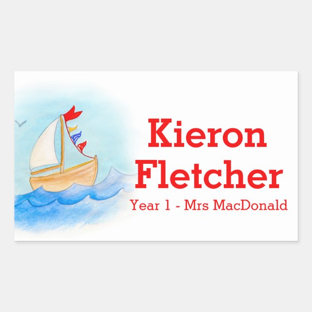 Kids named ID sailing boat stickers (Front)
