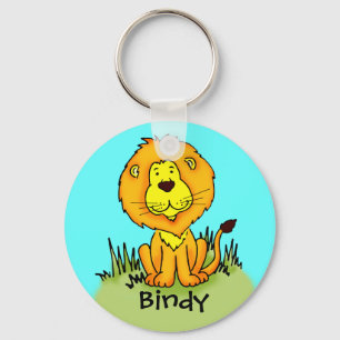 Kids named lion keychain aqua sky