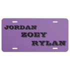 KIDS NAMES CAR TAG