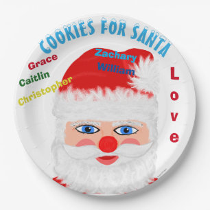 Kids Names Cookies for Santa Paper Plate