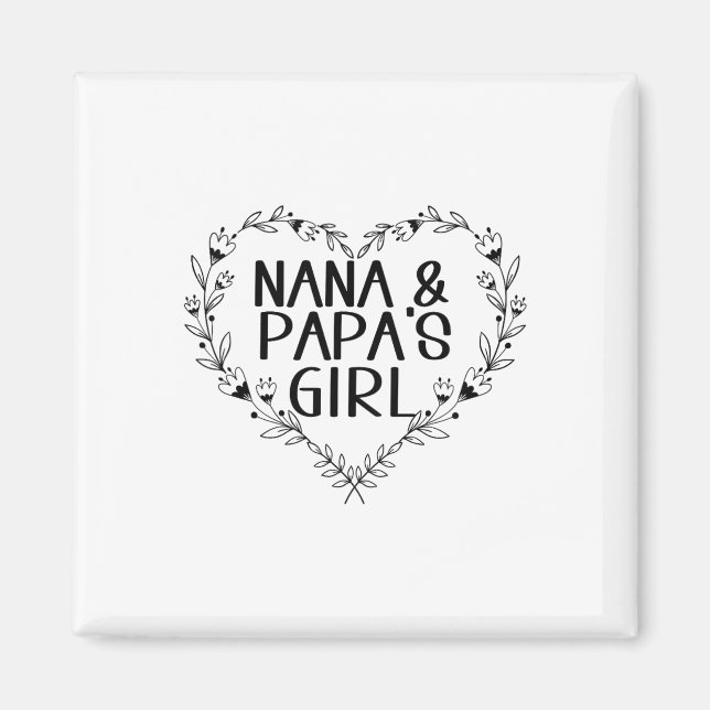Kids Nana &amp; Papas Girl Floral Heart To Grandda Magnet (Front)