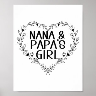 Kids Nana &amp; Papas Girl Floral Heart To Grandda Poster