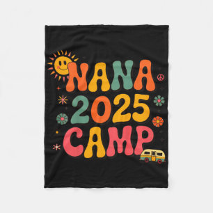 Kids Nana Camp 2025 Family Vacation Summer Camping Fleece Blanket