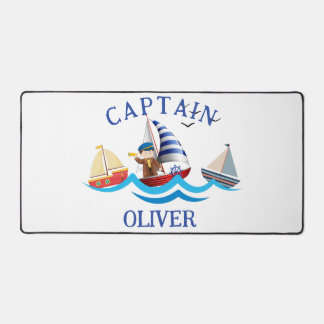Kids Nautical Boat Captain Personalised Desk Mat