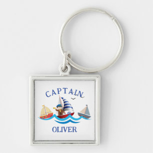 Kids Nautical Boat Captain Personalised Key Ring
