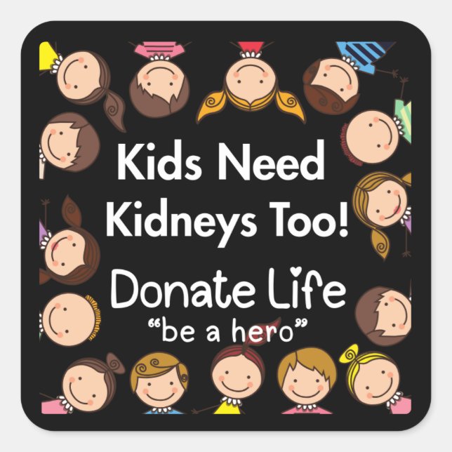 Kids Need Kidneys Organ Donor Awareness Stickers (Front)
