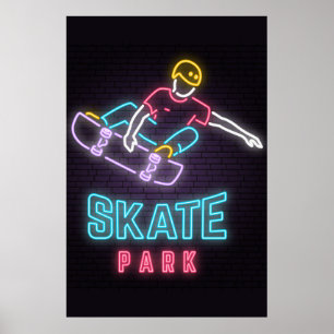 Kids Neon Skateboarder  Poster