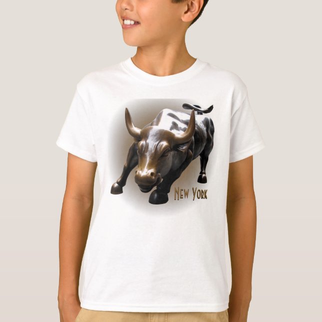 Kid's New York Shirt Bull Statue NY Souvenir Shirt (Front)