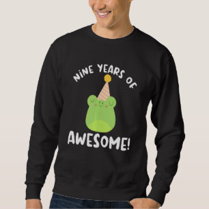 Kids Nine Years Of Awesome Frog Ninth Birthday 9 Y Sweatshirt