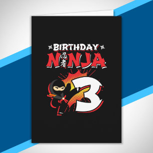 Kids Ninja Birthday Party Gift - 3 Year Old Card