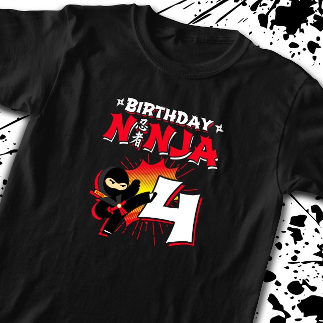 Kids Ninja Birthday Party Gift - 4 Year Old T-Shirt (Creator Uploaded)