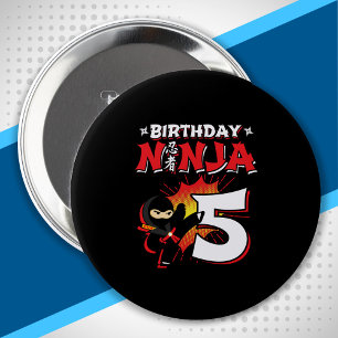 Kids Ninja Birthday Party Gift - 5 Year Old 10 Cm Round Badge