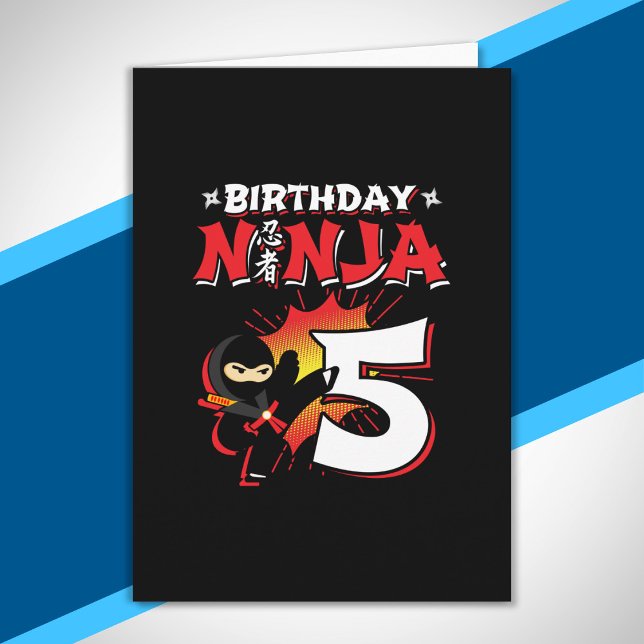 Kids Ninja Birthday Party Gift - 5 Year Old Card (Creator Uploaded)