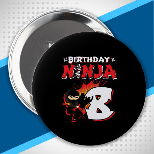 Kids Ninja Birthday Party Gift - 8 Year Old 10 Cm Round Badge