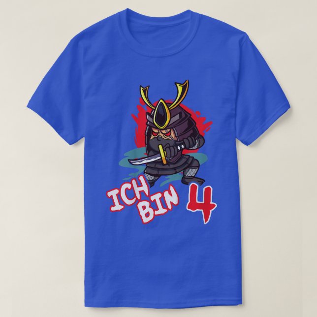 Kids Ninja Children's   Fourth Birthday Boy  Samur T-Shirt (Design Front)