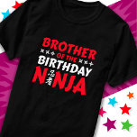 Kids Ninja Party Karate Brother of Birthday Ninja T-Shirt<br><div class="desc">This Brother of the Birthday Ninja design makes is perfect for a matching family ninja birthday party theme. Features Japanese symbol for Ninjutsu with cartoon ninja throwing stars the birthday boy or girl will LOVE! This ninja birthday design for the brother of the birthday ninja that likes ninjas, karate, taekwondo,...</div>