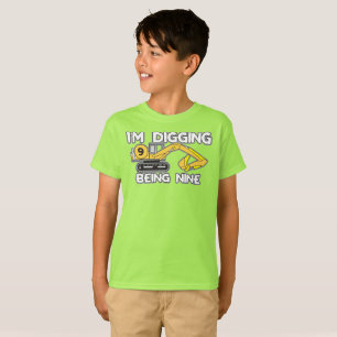 Kid's Ninth Birthday I'm Digging Being Nine T-Shirt