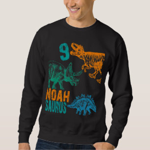 Kids Noah Saurus 9th Birthday Boys Rex Bday Party Sweatshirt