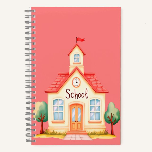 Kids Notebook with Illustrated School Building  (Front)