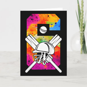 Kids Number 6 Years Cricket 6th Birthday 1 Card