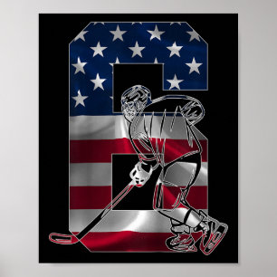 Kids Number 6 Years Ice Hockey 6th Birthday Poster